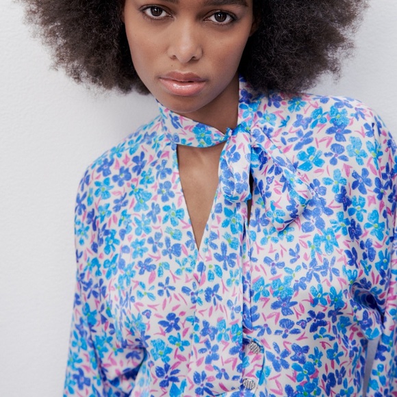 Zara Tops Zara Flower Print Blouse Poshmark